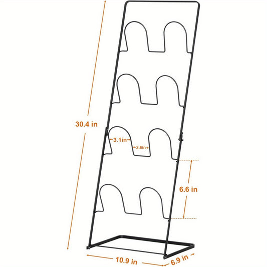 Black Metal Shoe Organizer, 4 Layer Foldable Slipper Rack, Wall Mounted Shoe Rack for, Holds up to 4 Pair