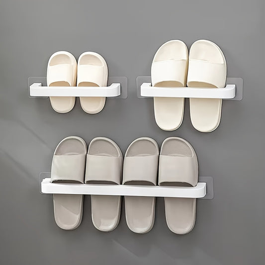 2pcs Bathroom Wall Hanging Single Rod Slipper Rack, No Punching Entryway Wall Side Hanging Multi-functional Household Shoe Storage Rack Bathroom Accessories